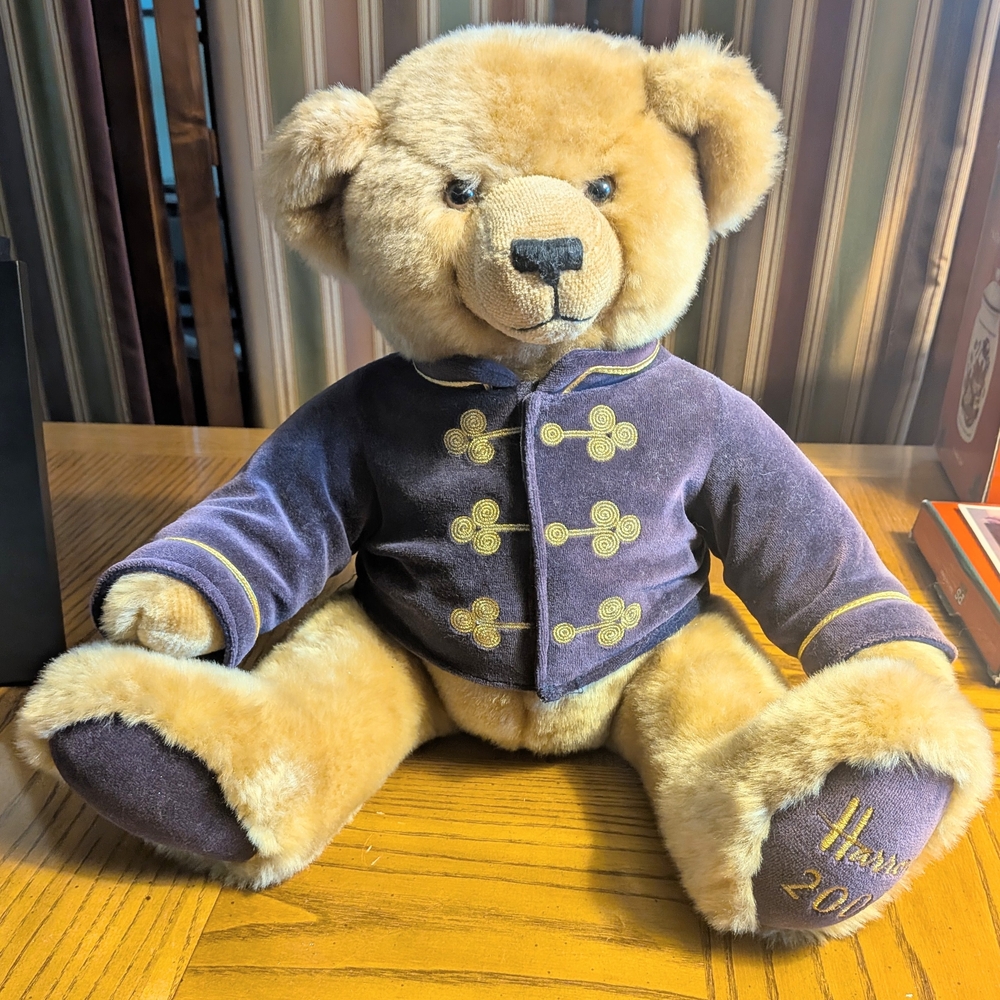Harrods Plush Bear in Purple and Tan